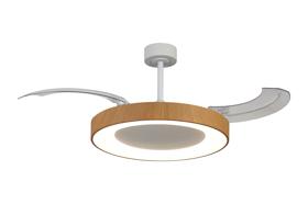 M9058  Niseko Fan L 62cm 40W LED Dimmable Ceiling Light With Built-In 40W DC Fan, 2700-5000K Remote Control, 4400lm, White/Wood